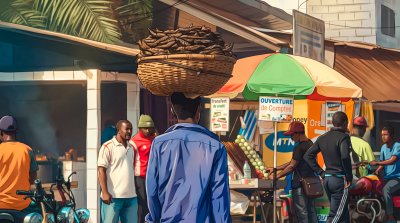 Scène de rue à Yaoundé – Vie quotidienne et commerce local au Cameroun