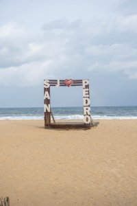 I love San Pedro photo frame sur San Pedro plage, Côte d'Ivoire