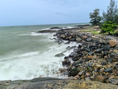 Spectacular view de le rocheux côte de San Pedro, à le southwest de Côte d'Ivoire.