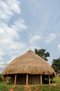 Un traditionnel camerounais paillote, typical de le Grassfields. Its conical en chaume roof embodies le durability et beauty de ancestral africain craftsmanship.