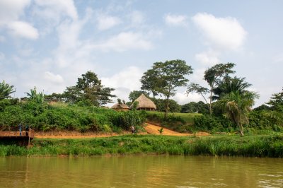 Yaounde Landscape avec rivière et tropical Vegetation, Cameroun