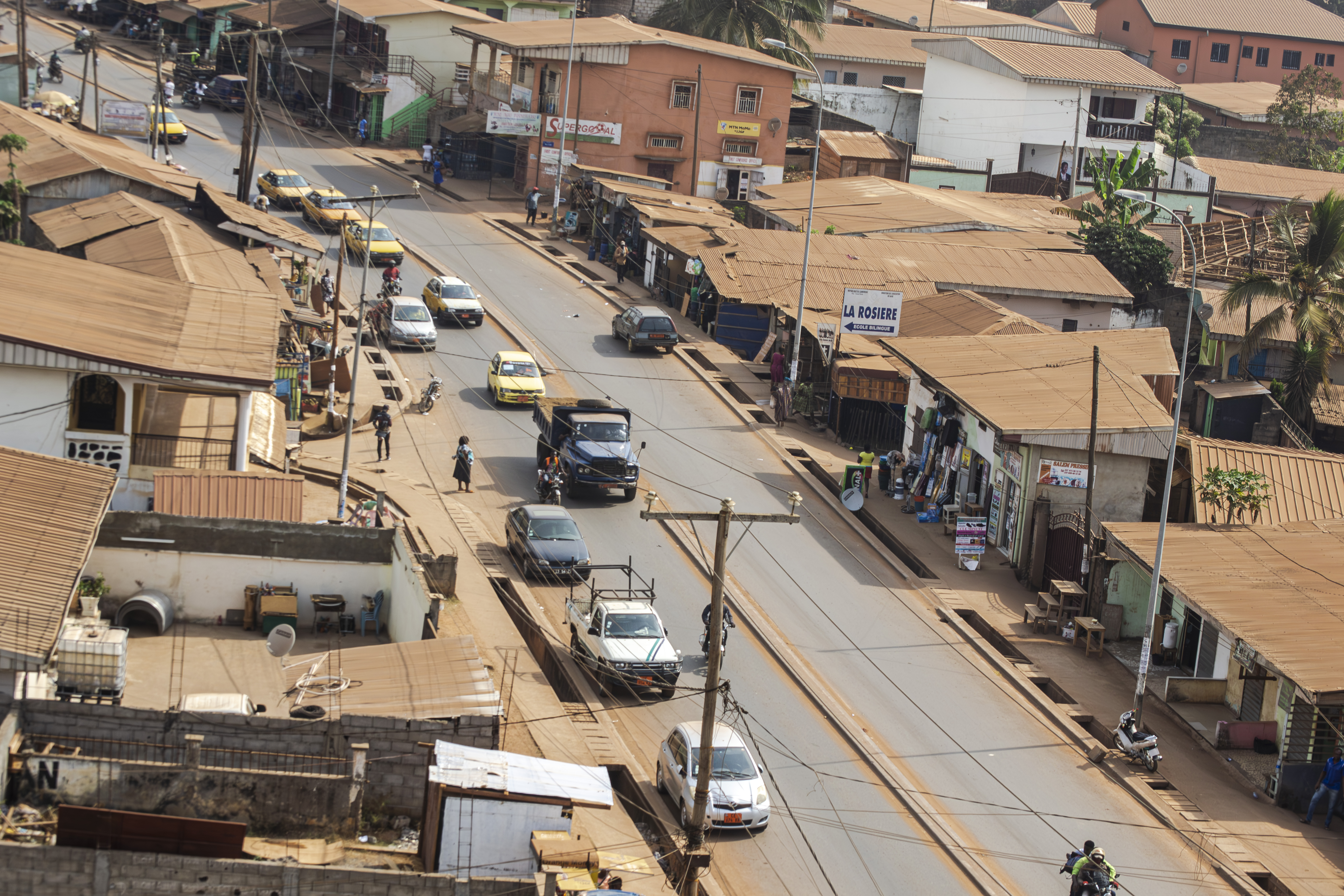 Vue aérienne et Paysage urbain de le Damas quartier à yaounde, Cameroun