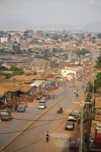 Vue aérienne de le Essos quartier à Yaounde, Cameroun
